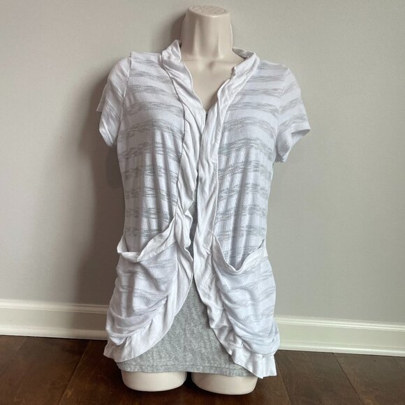 Pinkeli Tops - Pinkeli White Striped Cardigan